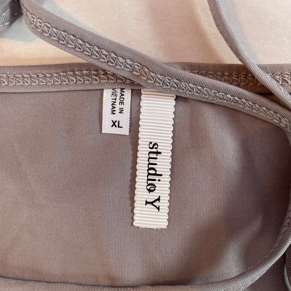 Studio Y Womens Floral Lace Trim Cami Gray Preppy Sweetheart Neckline (Size XL) - Picture 6 of 9